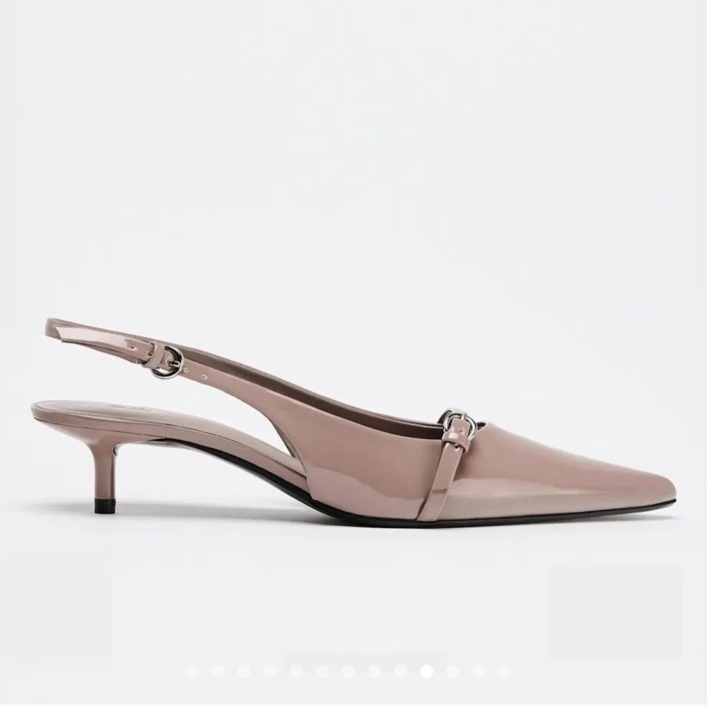 Zara Dusty Pink Patent Pointed Slingback Heels - Picture 2 of 9